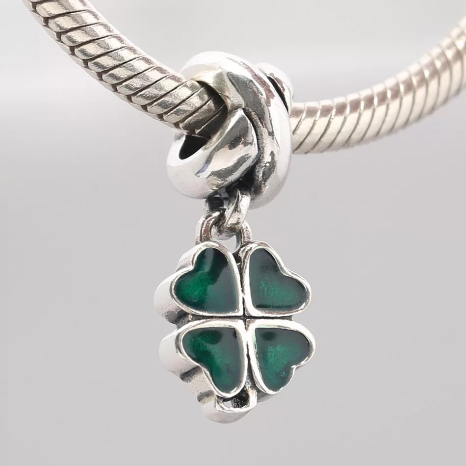 Charm Dije Plata 925 Trebol Verde 698 - Imagen 2