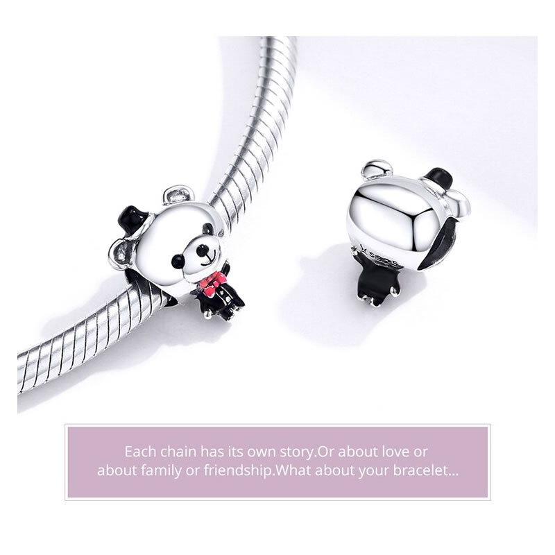 Charm Dije Plata 925 Oso Elegante - Imagen 3