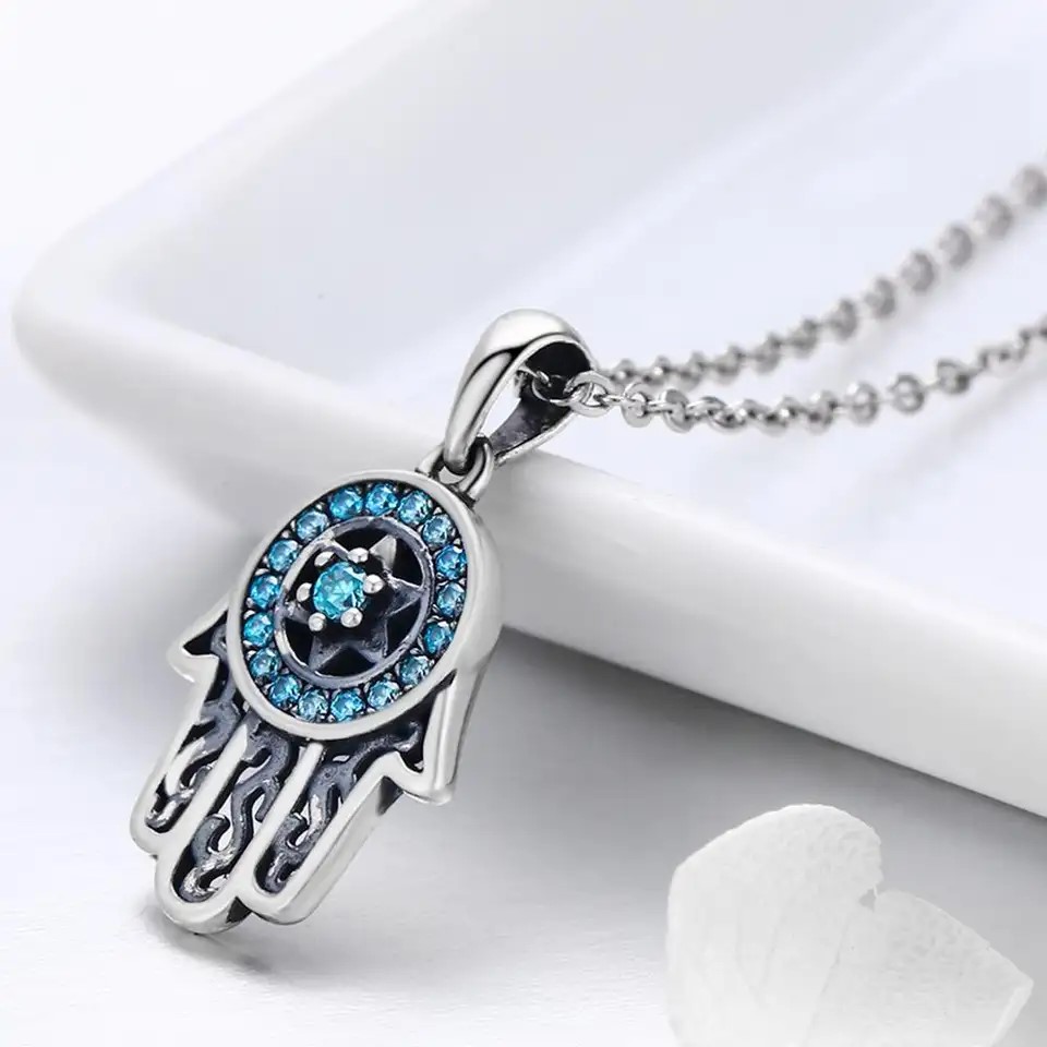 Collar Plata 925 Hamsa Mano de Fatima - Imagen 3