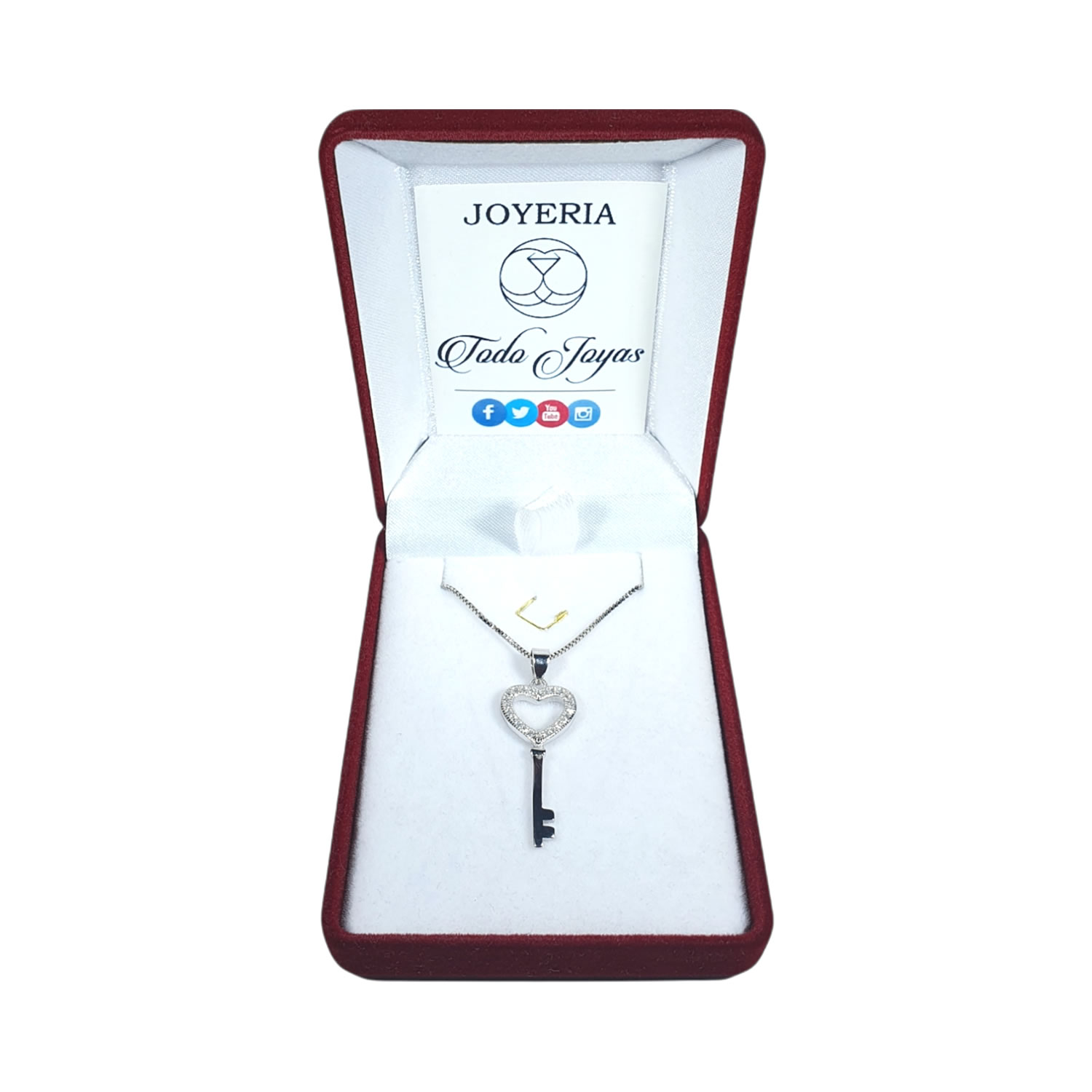 Collar Llave Corazon Circones Plateado - Imagen 2
