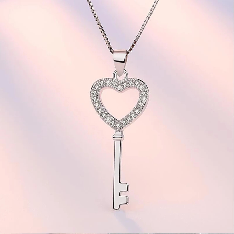 Collar Llave Corazon Circones Plateado - Imagen 5