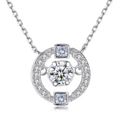 Collar Circulo con Circones Plateado
