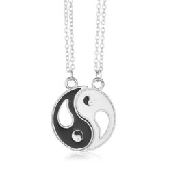 Collar Yin Yang Pareja Negro Blanco
