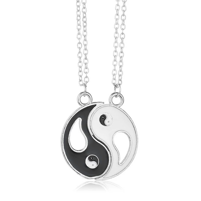 Collar Yin Yang Pareja Negro Blanco