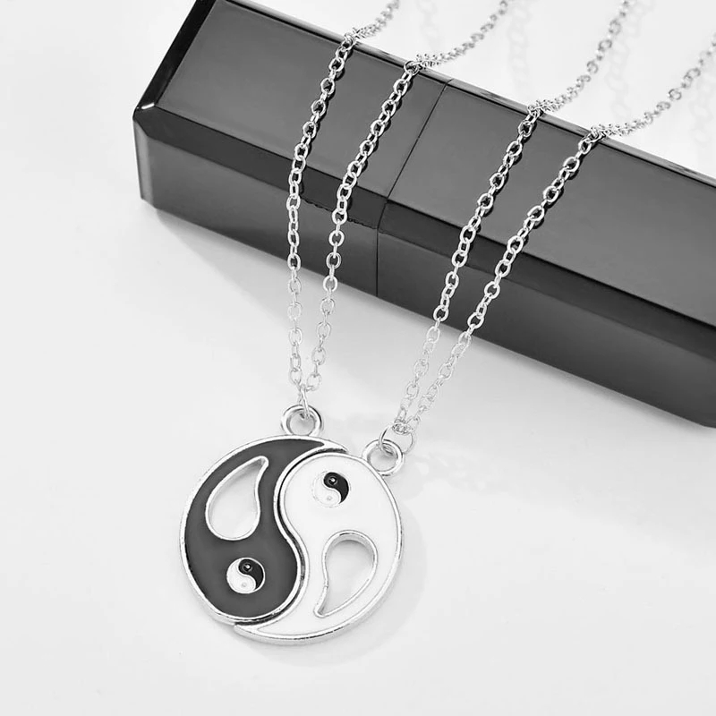 Collar Yin Yang Pareja Negro Blanco - Imagen 3