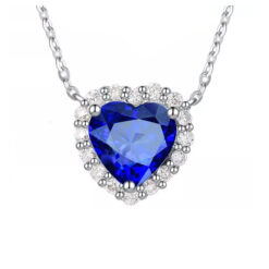 Collar Mini Corazon Azul Titanic Plateado