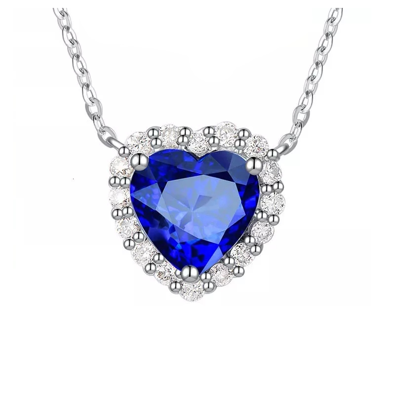 Collar Mini Corazon Azul Titanic Plateado