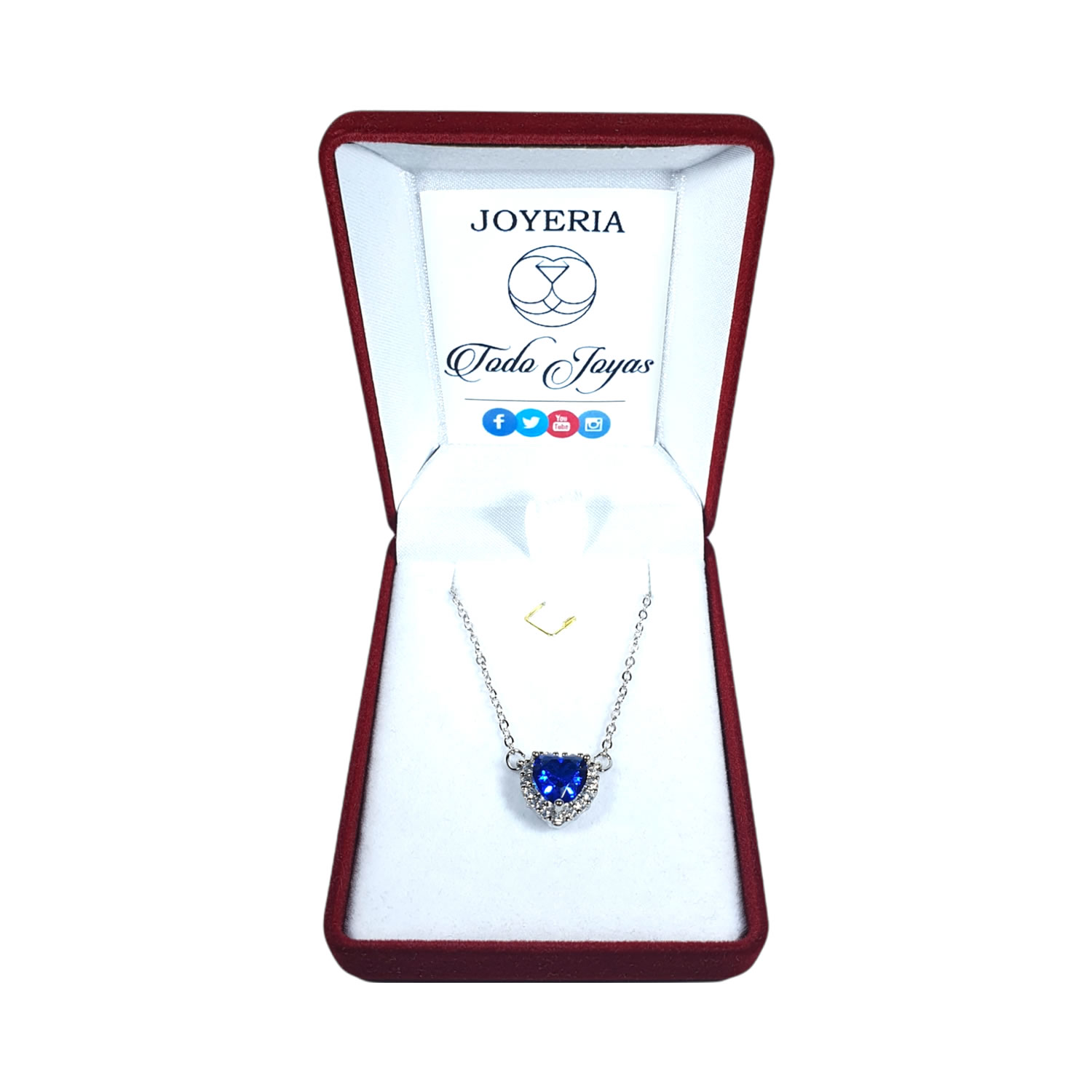 Collar Mini Corazon Azul Titanic Plateado - Imagen 2