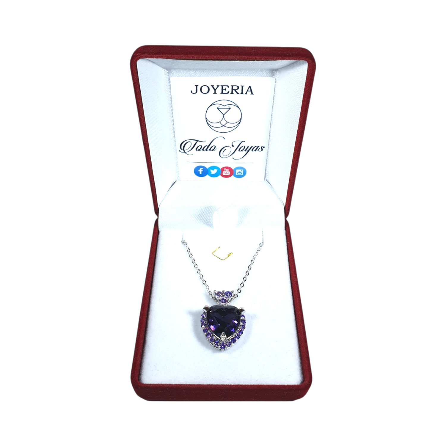 Collar Corazon Cristal Morado - Imagen 2
