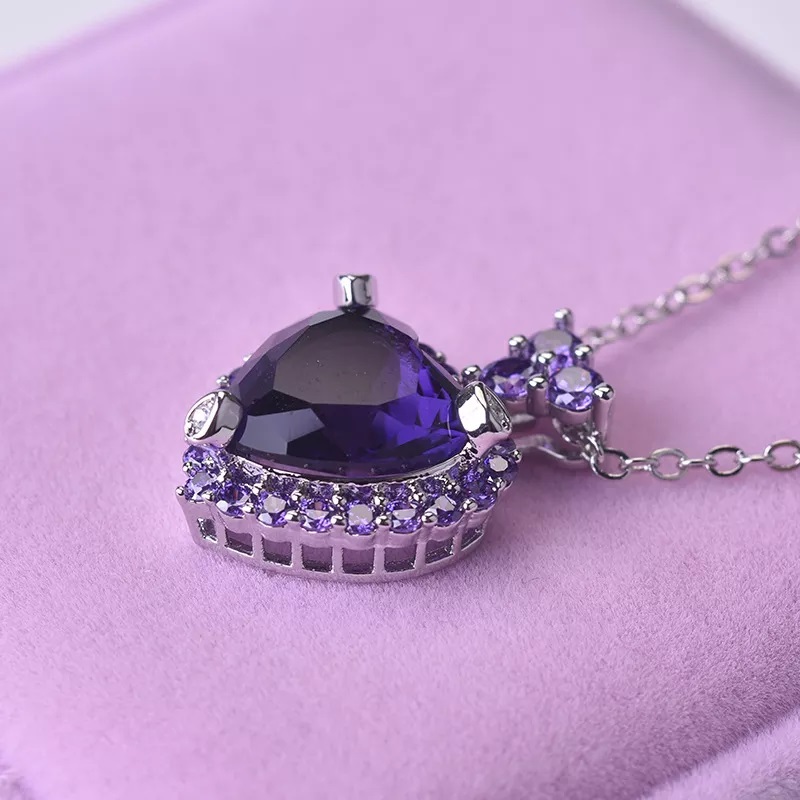 Collar Corazon Cristal Morado - Imagen 3
