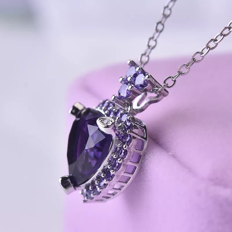 Collar Corazon Cristal Morado - Imagen 6