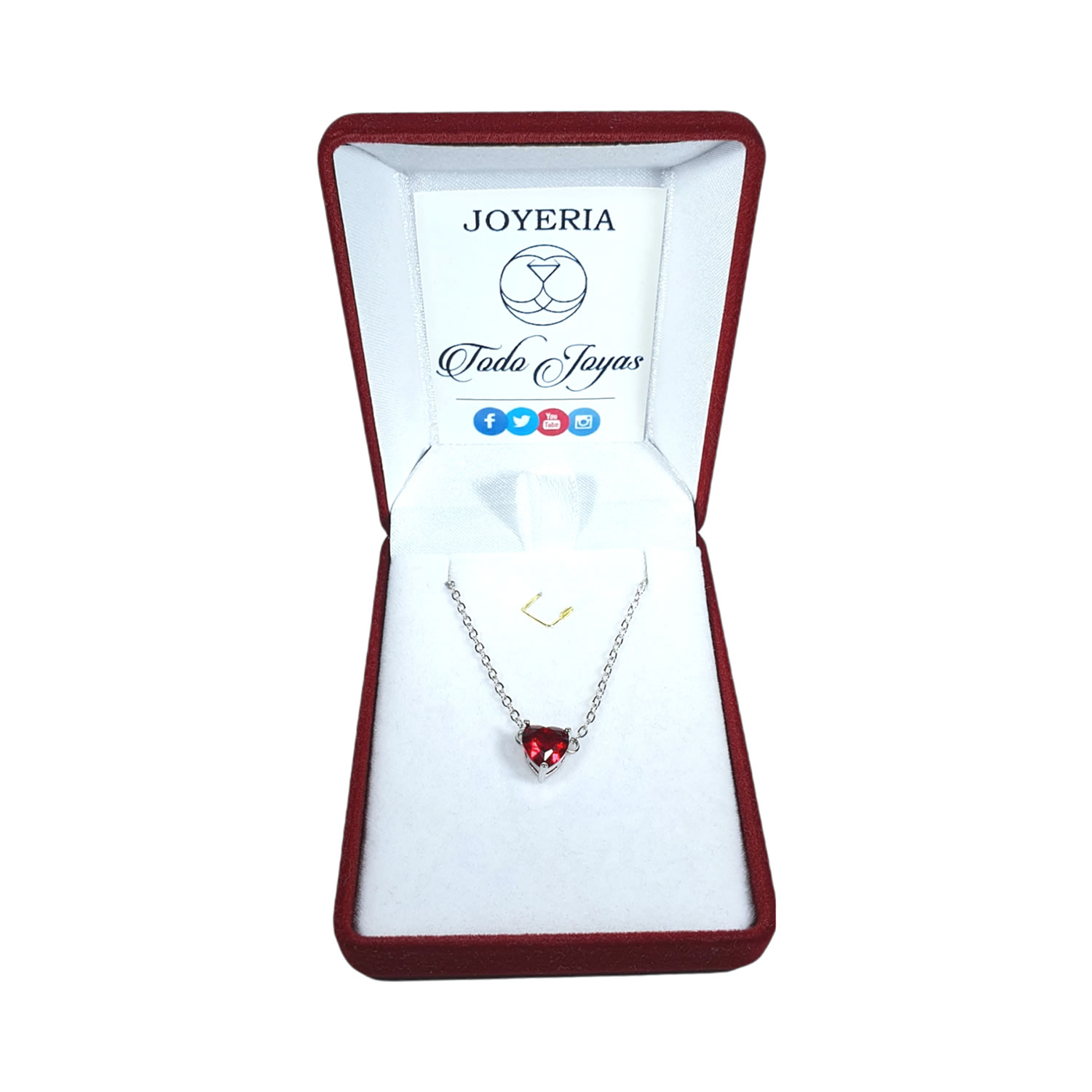 Collar Mini Corazon Cristal Rojo - Imagen 2
