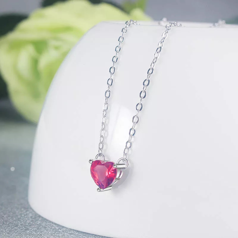 Collar Mini Corazon Cristal Rojo - Imagen 3