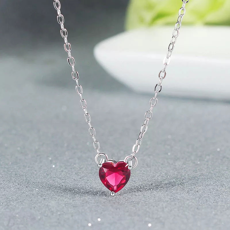 Collar Mini Corazon Cristal Rojo - Imagen 5