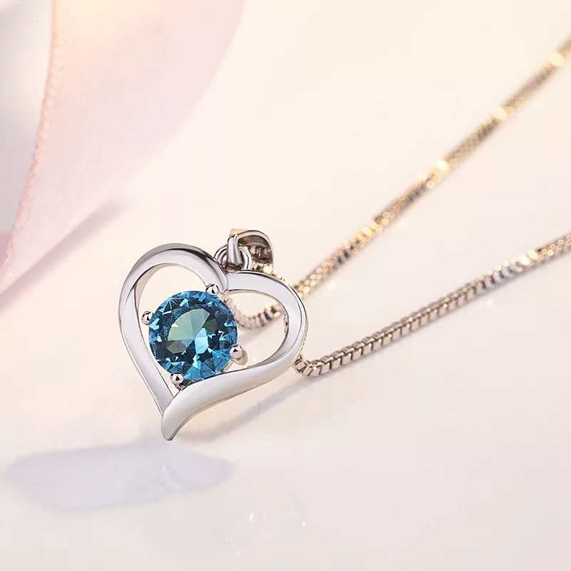 Collar Corazon Elegante Azul - Imagen 3