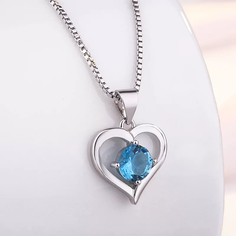 Collar Corazon Elegante Azul - Imagen 4