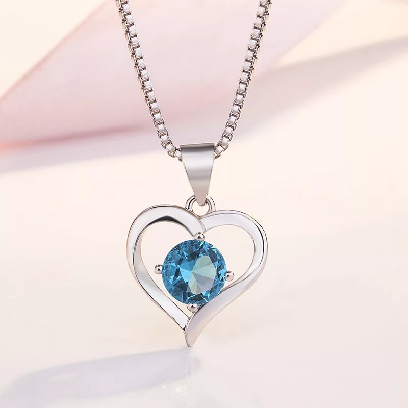 Collar Corazon Elegante Azul - Imagen 5