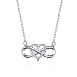 Collar Infinito Corazon Plateado