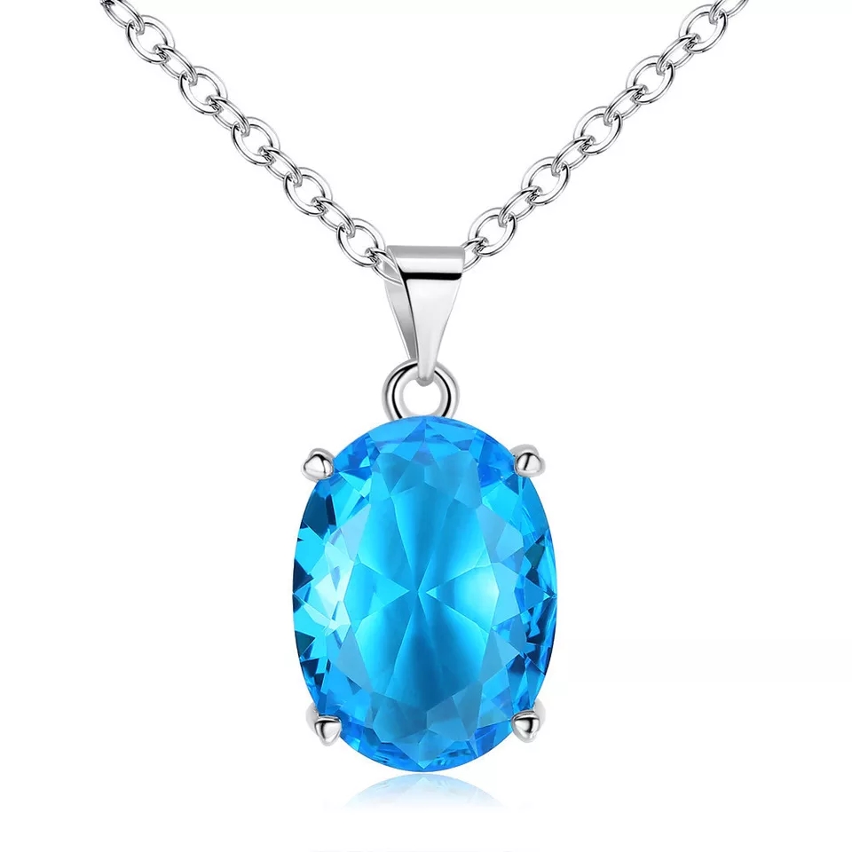 Collar Cristal Ovalo Azul