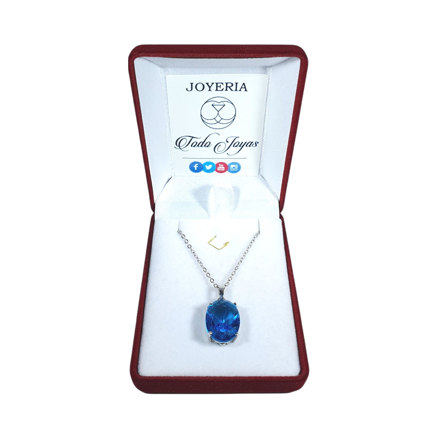 Collar Cristal Ovalo Azul - Imagen 2