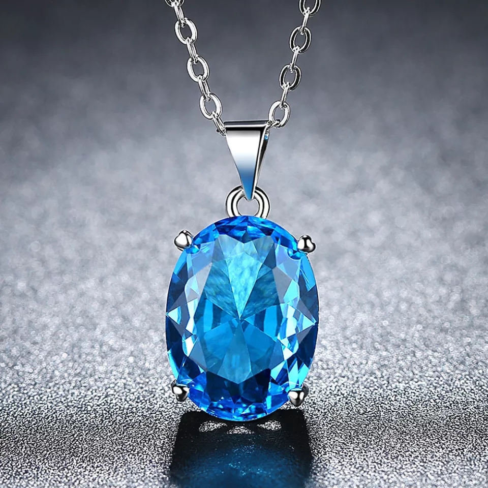 Collar Cristal Ovalo Azul - Imagen 4