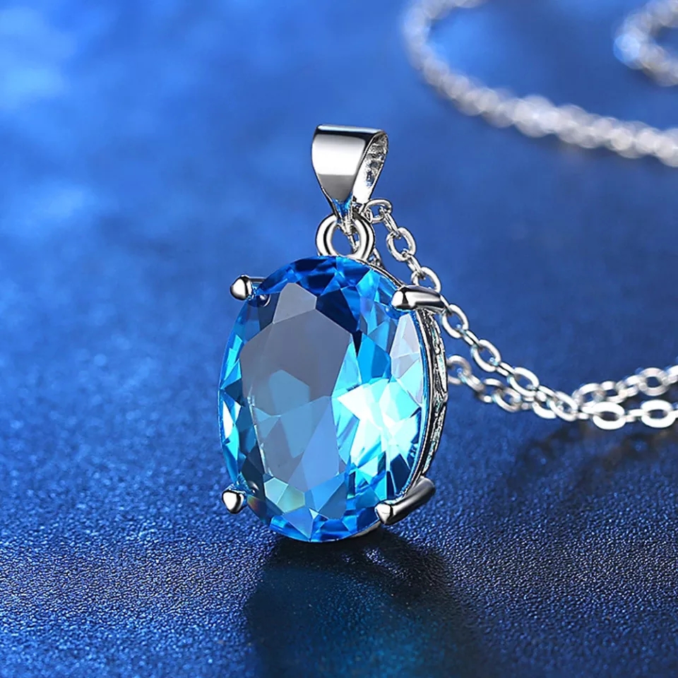 Collar Cristal Ovalo Azul - Imagen 5
