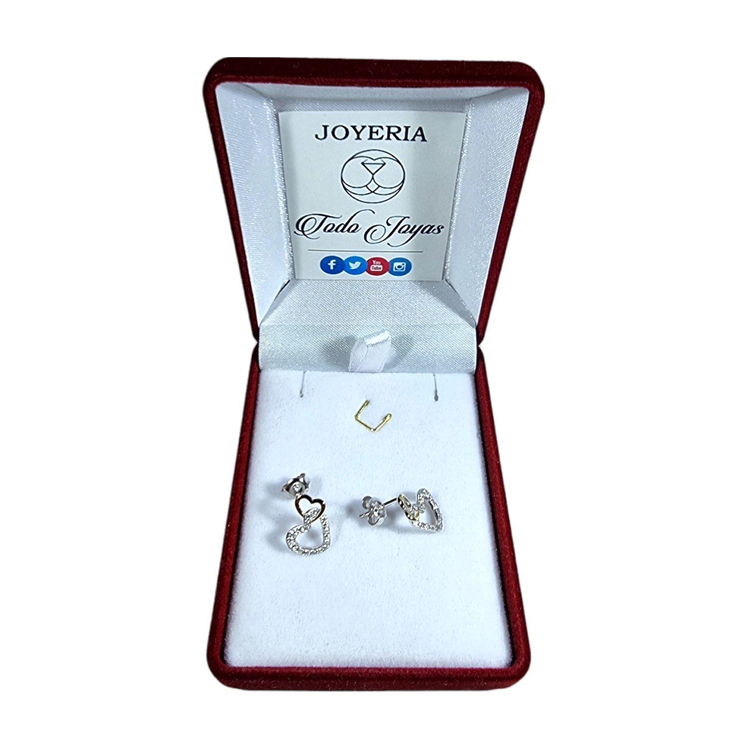 Aros Plata 925 Doble Corazon - Imagen 2