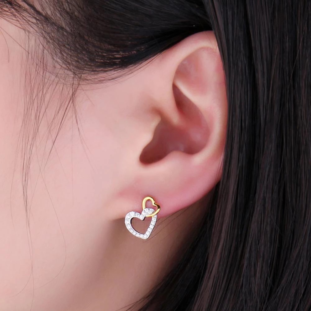 Aros Plata 925 Doble Corazon - Imagen 5