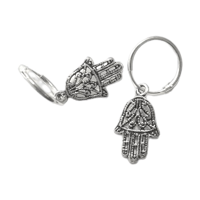 Aros Plata 925 Mano de Fatima 12mm - Imagen 3