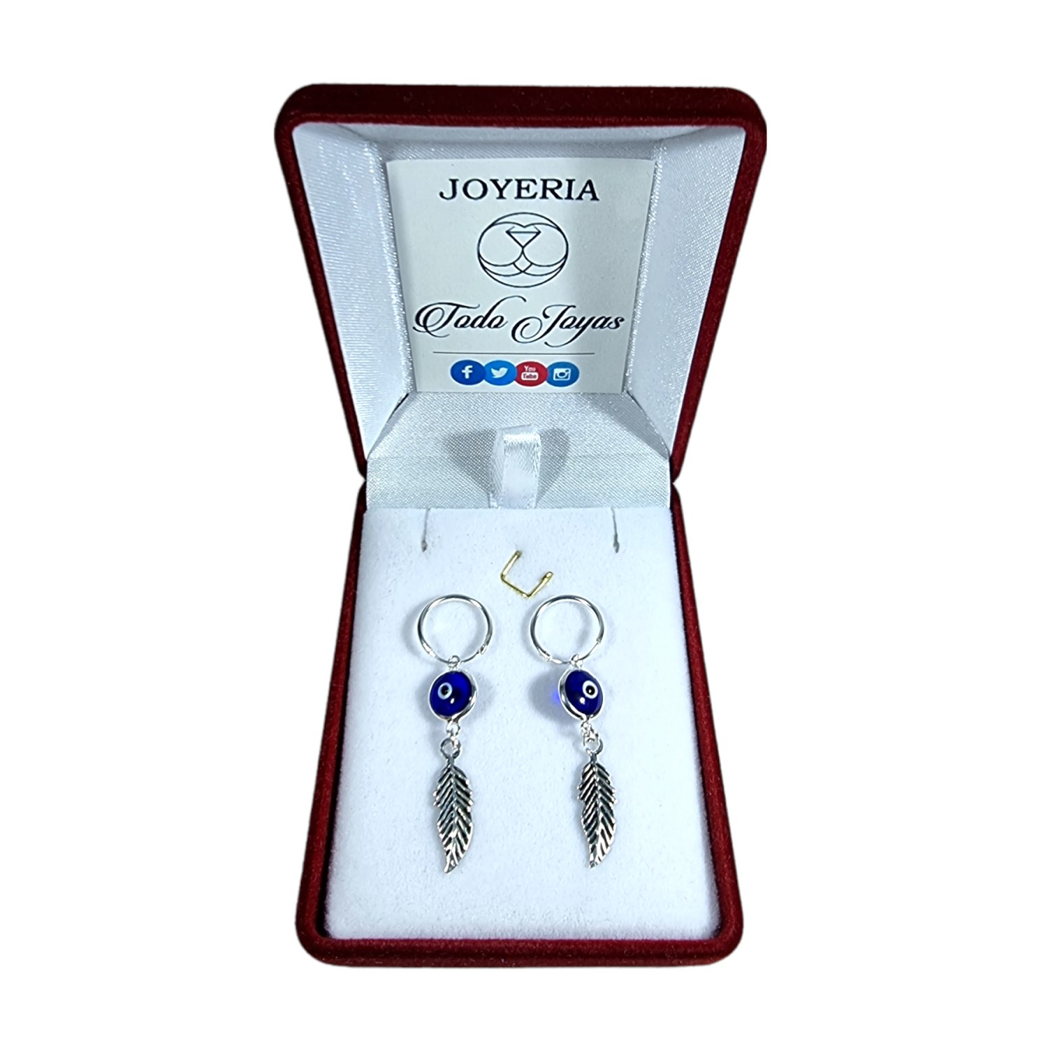 Aros Plata 925 Ojo Turco Pluma - Imagen 2