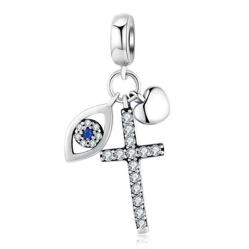 Charm Dije Plata 925 Cruz Ojo Turco