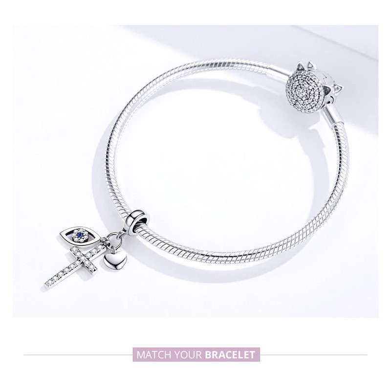 Charm Dije Plata 925 Cruz Ojo Turco - Imagen 2