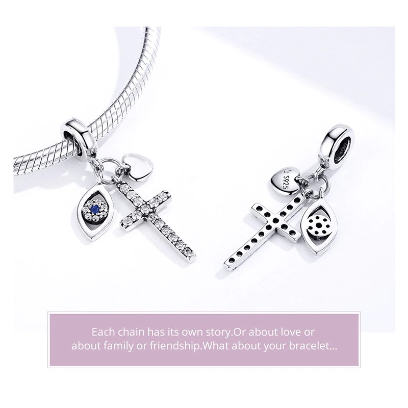 Charm Dije Plata 925 Cruz Ojo Turco - Imagen 3