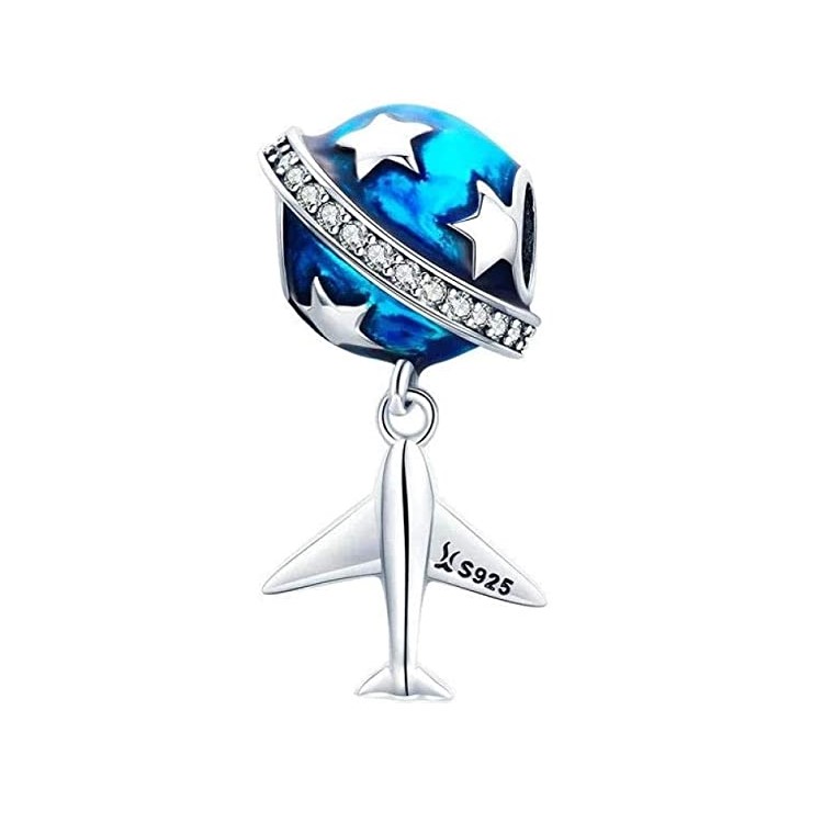 Charm Dije Plata 925 Avion y Planeta