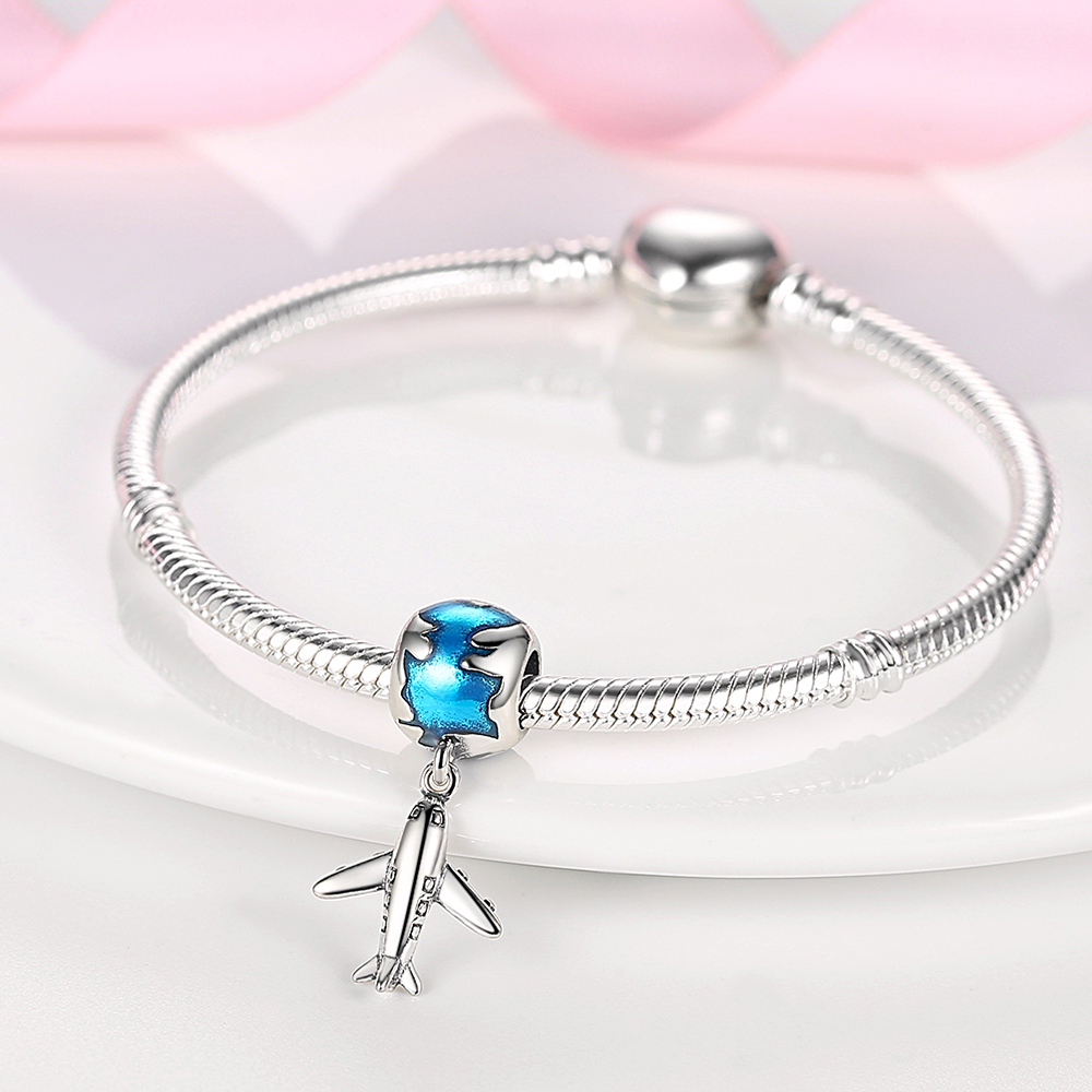 Charm Dije Plata 925 Avion y Planeta - Imagen 3