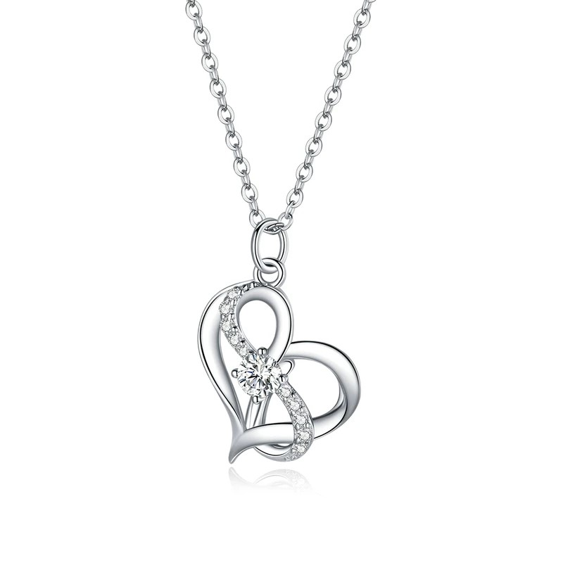 Collar Plata 925 Corazon Infinito Entrelazado