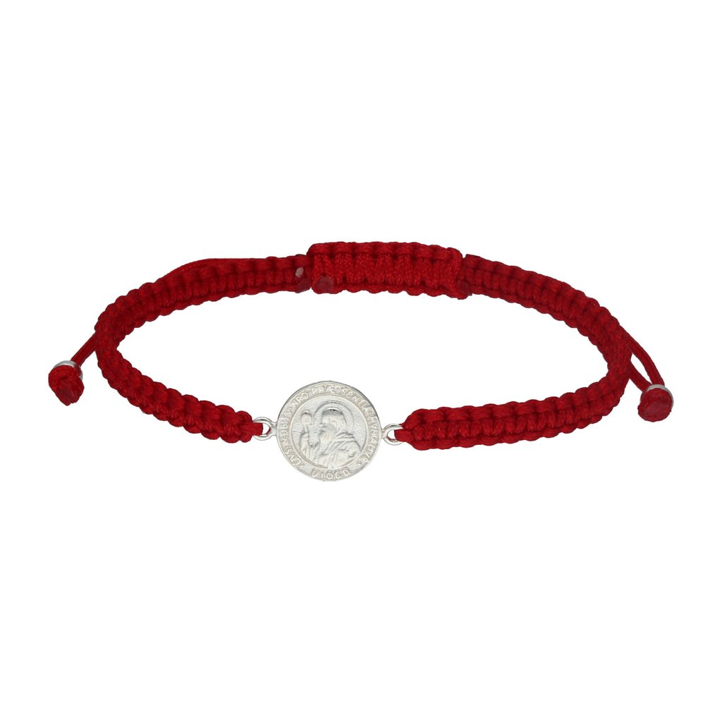 Pulsera Plata 925 Hilo Rojo Trenzado San Benito