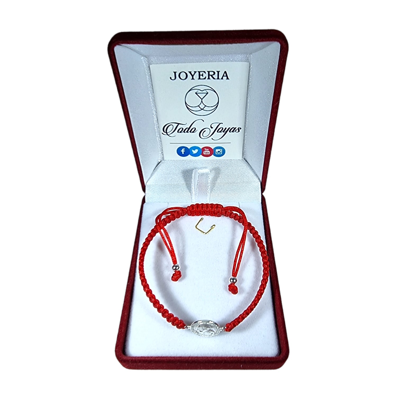 Pulsera Plata 925 Hilo Rojo Trenzado San Benito - Imagen 2