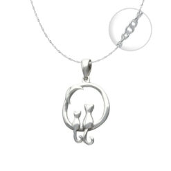 Collar Plata 925 Par Gatitos con Luna