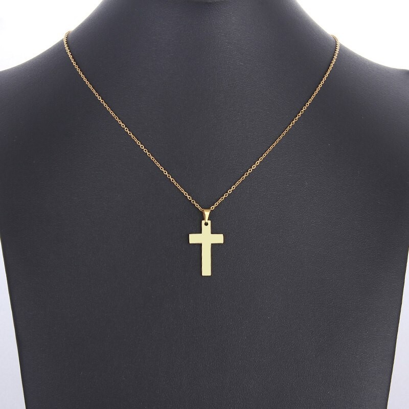 Collar Cruz Acero Quirurgico 316L Dorada - Imagen 3