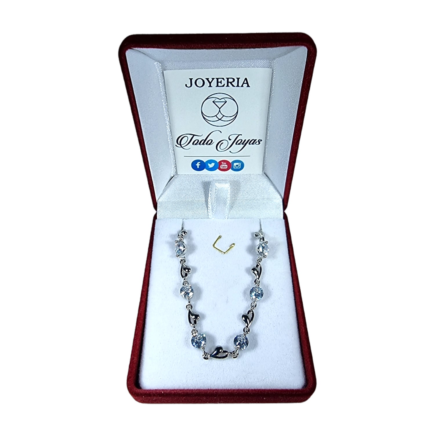 Pulsera Corazones y Circones Plateada - Imagen 2