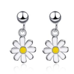 Aros Flor Margarita Plateados