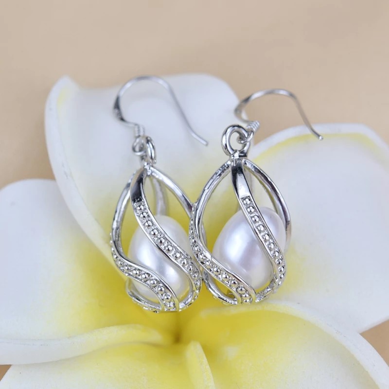 Aros Plata 925 Perla Cultivada Gota - Imagen 3