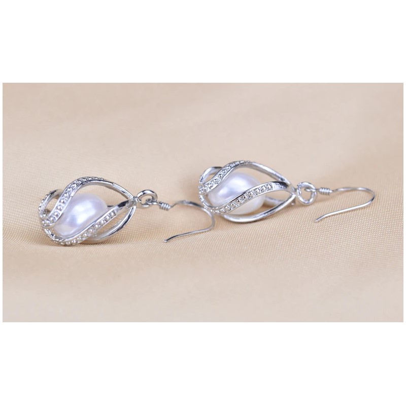 Aros Plata 925 Perla Cultivada Gota - Imagen 4