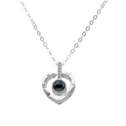 Collar Plata 925 Corazon Te Amo en 100 idiomas