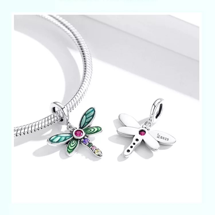 Charm Dije Plata 925 Libelula Multicolor - Imagen 2