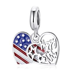 Charm Dije Plata 925 Bandera Usa Happy 4th July