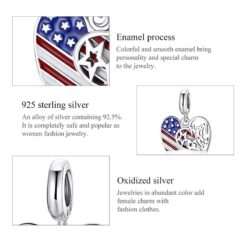Alternative view of Charm Dije Plata 925 Bandera Usa Happy 4th July