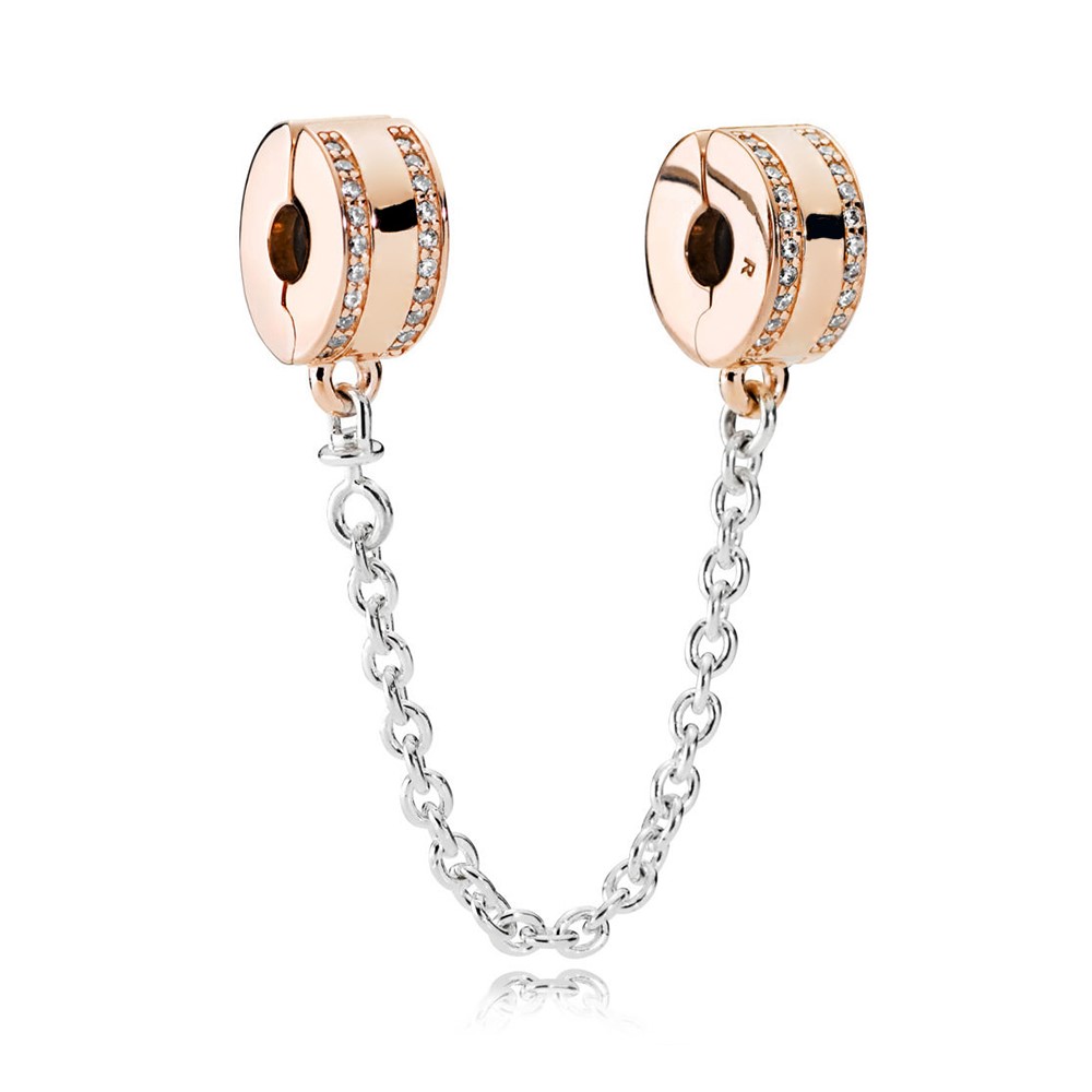 Charm Dije Plata 925 Cadena Seguridad Rose
