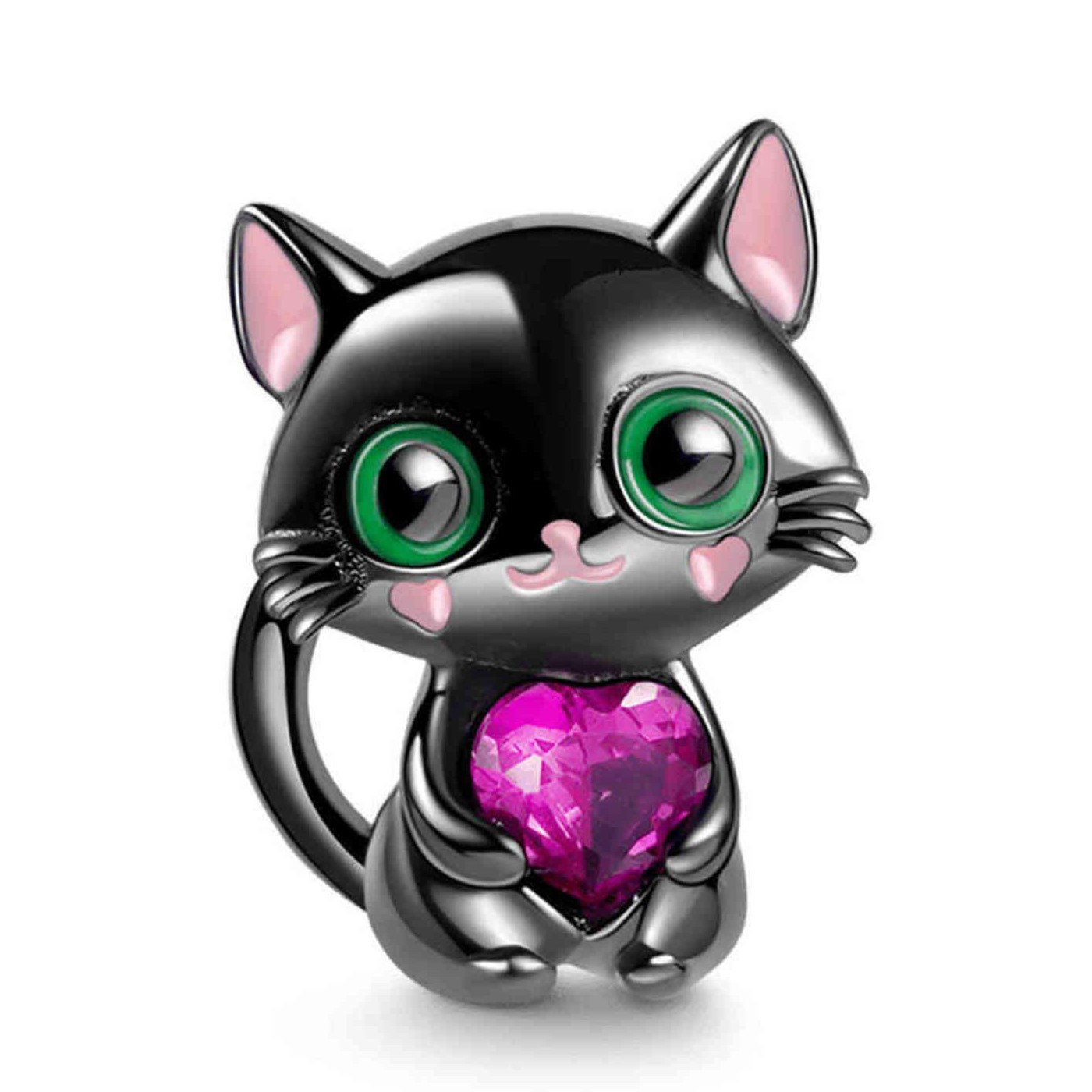 Charm Dije Plata 925 Gato Negro Love